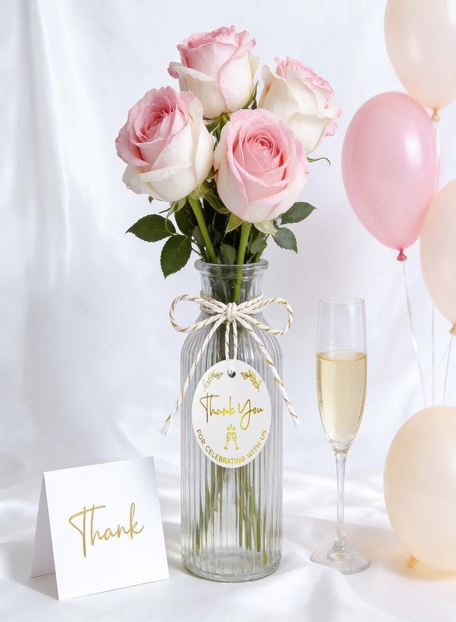 joycraft 100Pcs Thank You Gift Tags, 2 inch Thank You for Celebrating with Us Tags, Gold Foil White Paper Labels with String, Round Gift Wrap Hangtags for DIY Craft, Wedding Party Favor, Christmas - Image 4